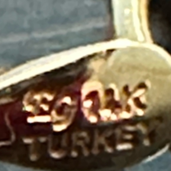 14K Gold Teardrop Fishhook Earrings Hammered - Picture 2 of 3